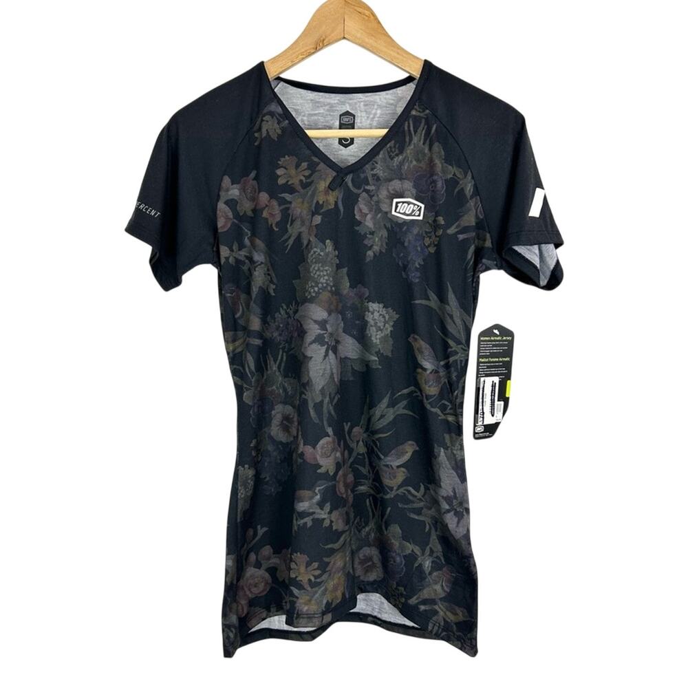 Women’s 100% Airmatic Mountain Bike MTB Cycling Jersey in Black Floral Size S